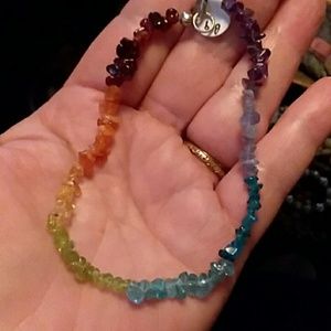 Sterling Ankle Bracelet with Semi Precious Stones